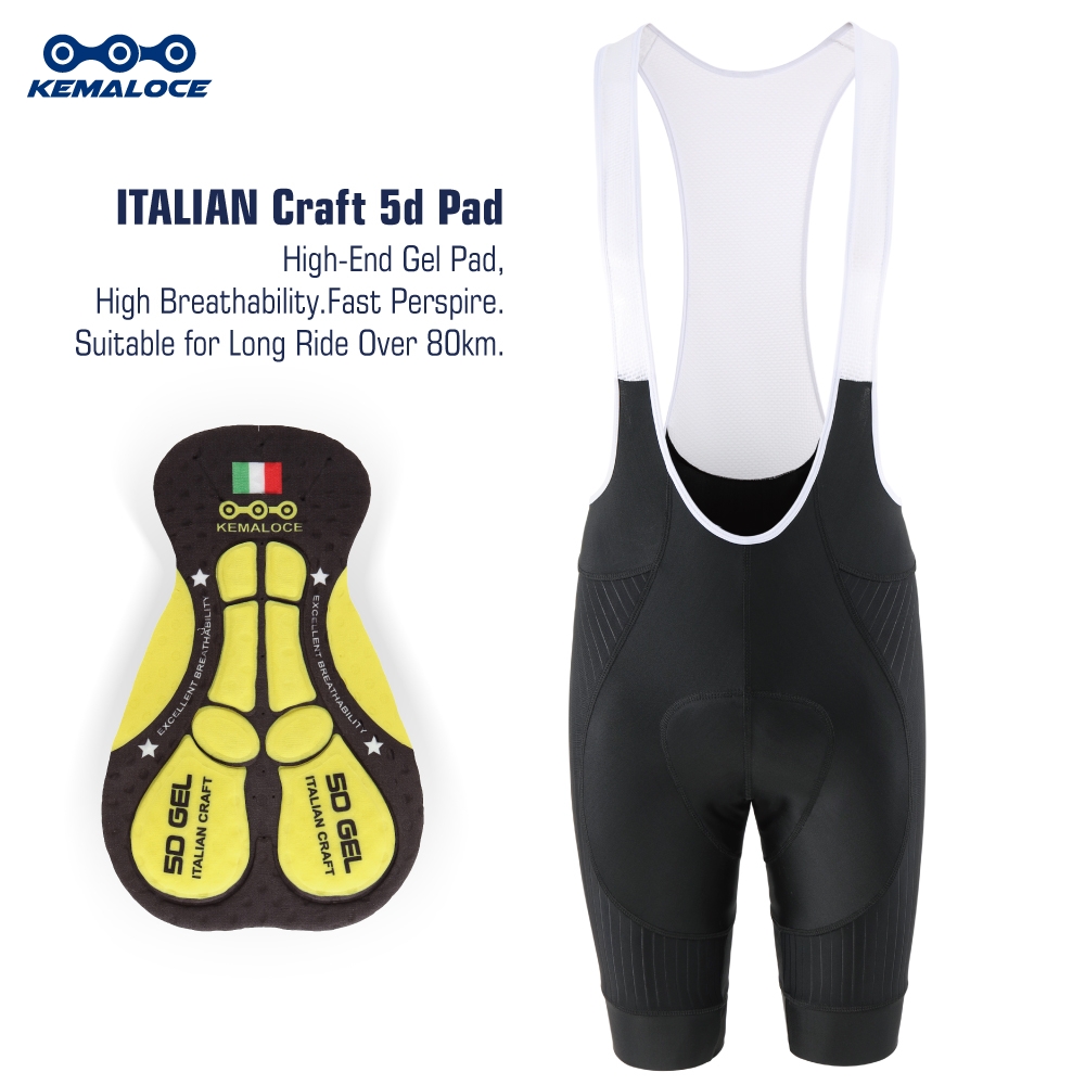 Padded Cycling Shorts 5D Gel - KEMALOCE 남성용 사이클링 빕 반바지 블랭크