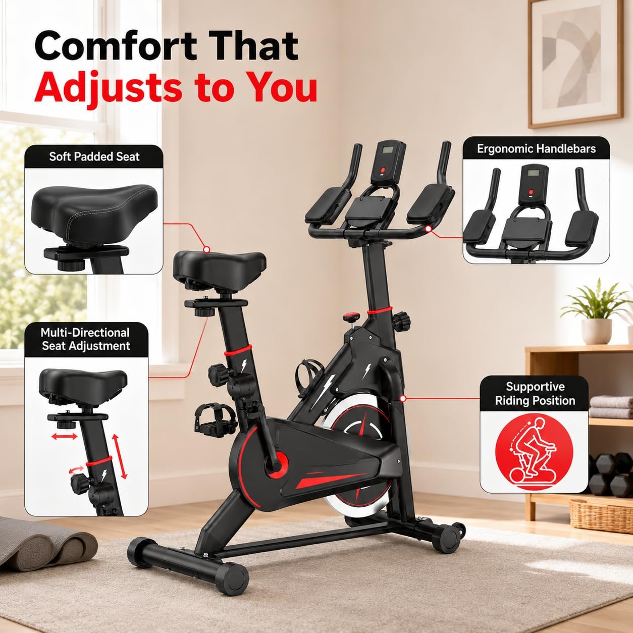 실내용 자석식 운동 자전거, LCD 모니터가 장착된 정 - Exercise Bike Magnetic Resistance 리뷰 및 가격